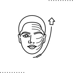 plastic surgery and face lifting,  thread lift vector icon in outlines