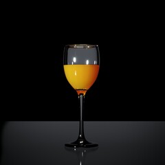 Glass of orange on black background