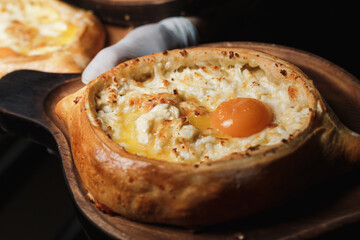  Adjari Khachapuri with egg yolk and cheese
