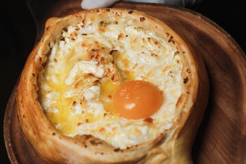  Adjari Khachapuri with egg yolk and cheese
