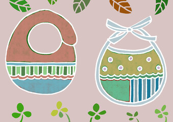 ハンドメイドの赤ちゃん用スタイの手描きイラスト(背景・白線画なし))