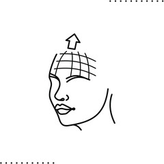 plastic surgery and body shape correction, forehead lift  vector icon in outlines