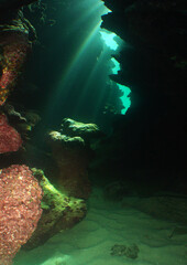 underwater cave in the caribbean sea Venezuela