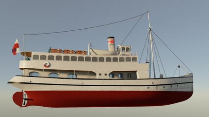Fototapeta premium 3D illustration. Historical passenger ship