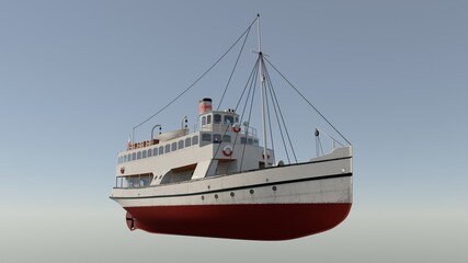 3D illustration. Historical passenger ship