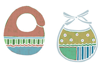 ハンドメイドの赤ちゃん用スタイの手描きイラスト(白バック)