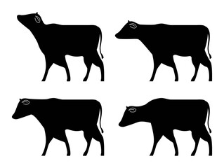 牛のシルエットイラストセット