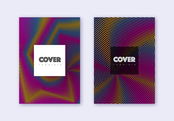 Hipster cover design template set. Rainbow abstrac