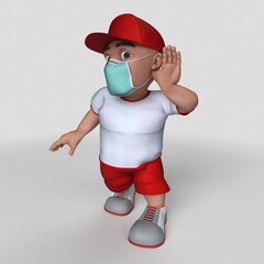 3D Cartoon Sports Character in face mask