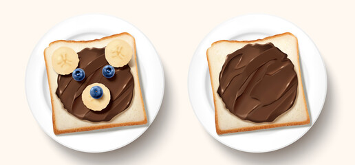 Fototapeta premium Chocolate toast on white dish