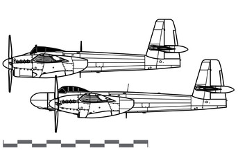 Westland Welkin. Vector drawing of WW2 high altitude interceptor. Side view. Image for illustration and infographics.