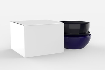 Cosmetic jar with packaging box mock up isolated on white background - 3d illustration