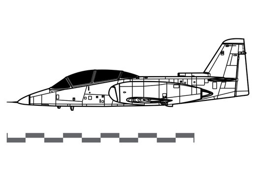 AIDC AT-3 Tzu Chung. Vector drawing of training and light attack aircraft. Side view. Image for illustration and infographics.
