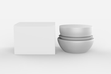 Cosmetic jar with packaging box mock up isolated on white background - 3d illustration