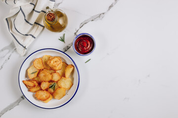 Homemade french fries, made from hand cut potatoes