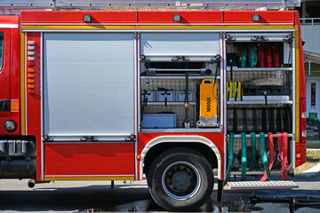 Fire truck at the scene of a fire