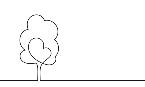 recommend clip art: Continuous one line drawing of big tree, nature concept, Minimalist contour vector illustration made of single thin line