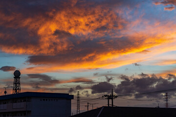 sunset over the city