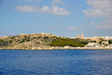 Fototapeta na wymiar Gozo island landscape in bright sunny day, Malta