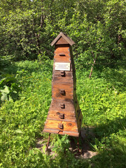 Moscow, Russia / may, 2018: eco-educational center "The Tsar's Apiary." Beehive "Bell", collapsible, author - N. M. Vitvitsky, 1828.