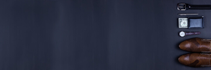 men's accessories black background.