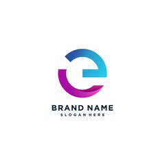Fototapeta premium Letter E logo collection with modern gradient style part 2