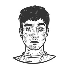 hypnotized man sketch engraving vector illustration. T-shirt apparel print design. Scratch board imitation. Black and white hand drawn image.