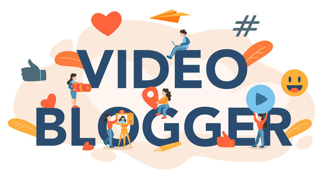 Video blogger typographic header. Share video content in the internet