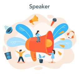 Professional speaker, commentator or voice actor concept