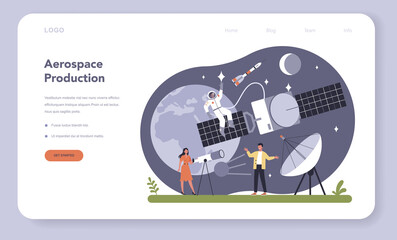 Aerospace industry web banner or landing page set. Cosmos