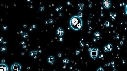 Technology Icon Network Symbol Digital devices on the Internet 3D illustration