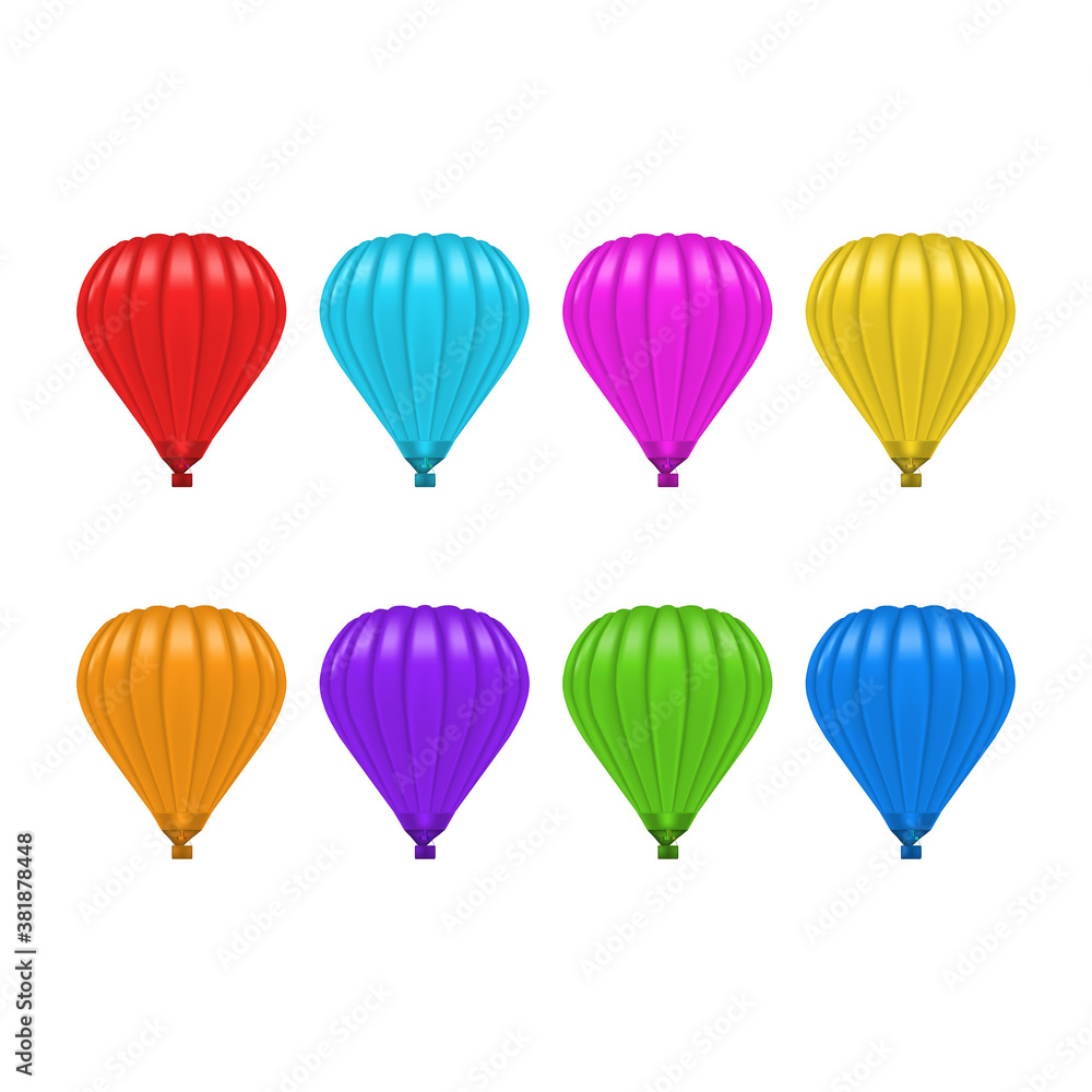 Poster Realistic Detailed 3d Color Blank Ballon Set. Vector