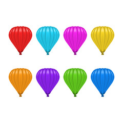Realistic Detailed 3d Color Blank Ballon Set. Vector