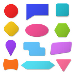 Realistic 3d Detailed Color Blank Tags Stickers Template Mockup Set. Vector