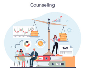 Naklejka premium Financial analyst or consultant. Business character making