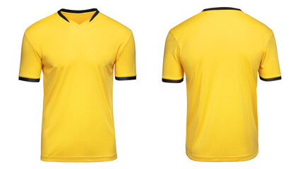 Sports football uniforms yellow shirt isolated on white background - 381880619