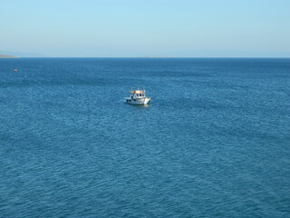 An alone ship on the sea