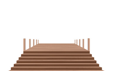 wooden bridge on the white background