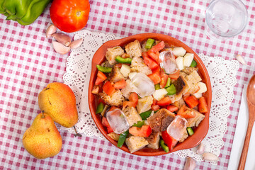 typical cold Portuguese Gaspacho meal