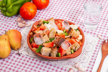 typical cold Portuguese Gaspacho meal