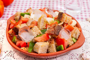 typical cold Portuguese Gaspacho meal