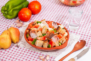 typical cold Portuguese Gaspacho meal
