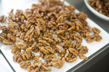bunch of nutrient fresh walnuts without shell.