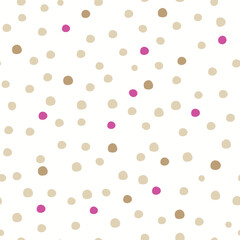 Vector cute small colorful polka dot seamless pattern on white background. Christmas snow. Great for fabric, textile, nursery decoration, wrapping paper, scrapbooking. Surface pattern design.