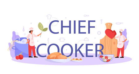 Chief cooker or culinary specialist typographic header concept.