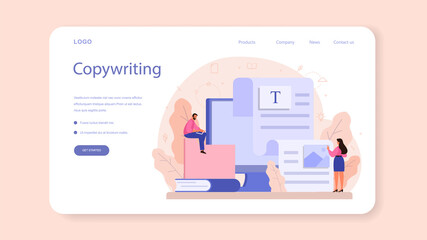 Copywriter web banner or landing page. Idea of writing texts