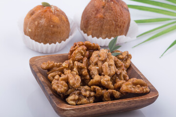 bunch of nutrient fresh walnuts without shell.