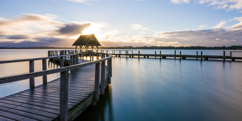 Obraz premium Bootssteg, Hemmelsdorfer See