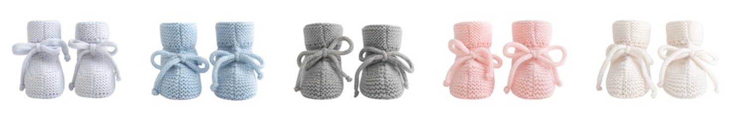 Baby booties wool knitted isolated on white