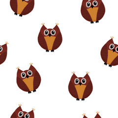 seamless pattern with colorful owls on a white background